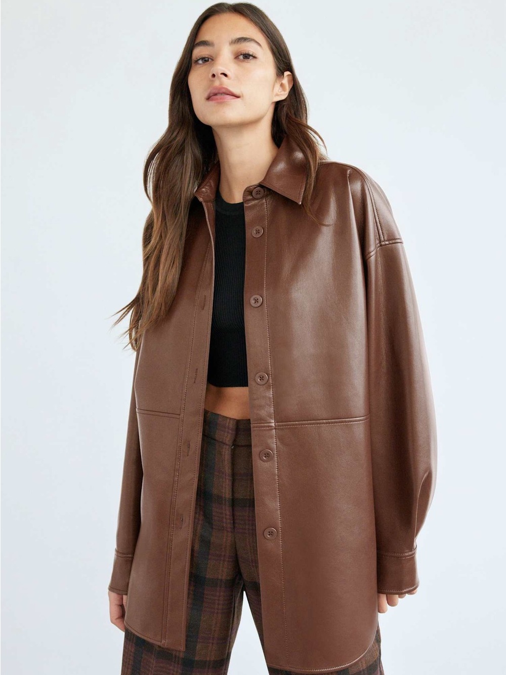 Aritzia Babaton Faux-Leather Pelli Shirt Jacket Size XXS